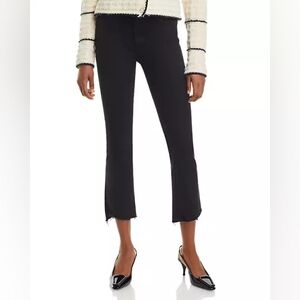 MOTHER Insider Crop Step Fray Jeans Womens 29 Black Denim Raw Hem Not Guilty